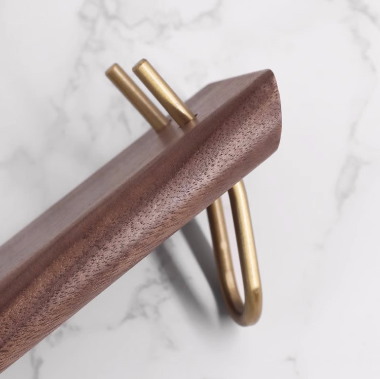 Minimalist Black Walnut And Brass Phone Stand