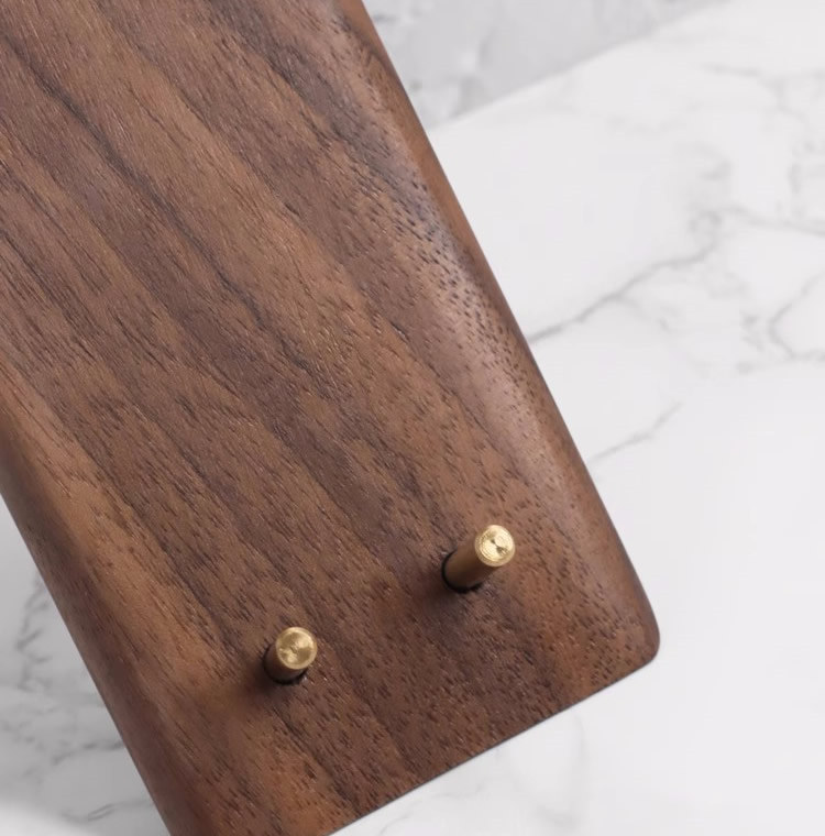 Minimalist Black Walnut And Brass Phone Stand