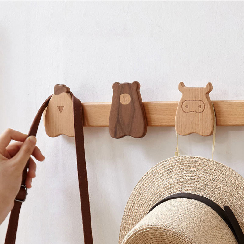 Minimalist Wooden Animal Wall Hooks - Home Decoration Storage