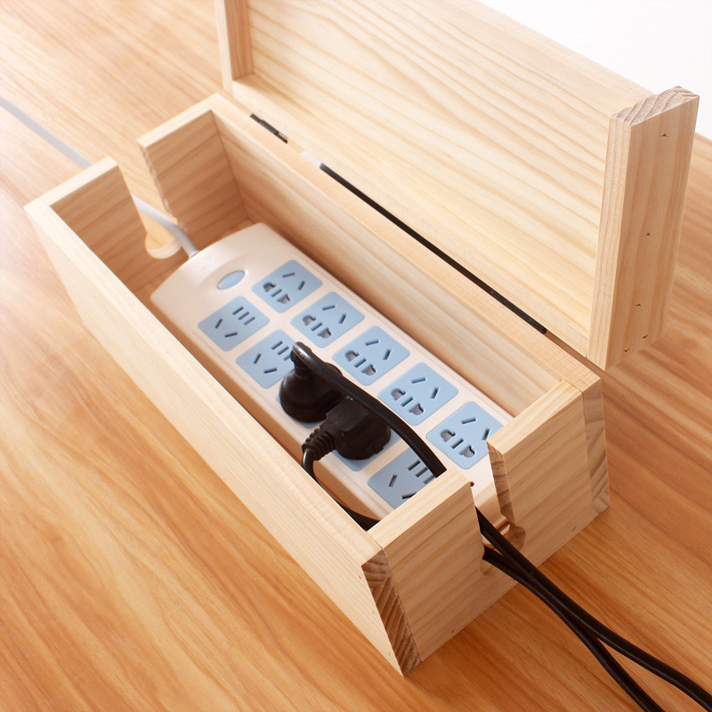 Minimalist Wooden Power Socket Organizer With Phone Stand