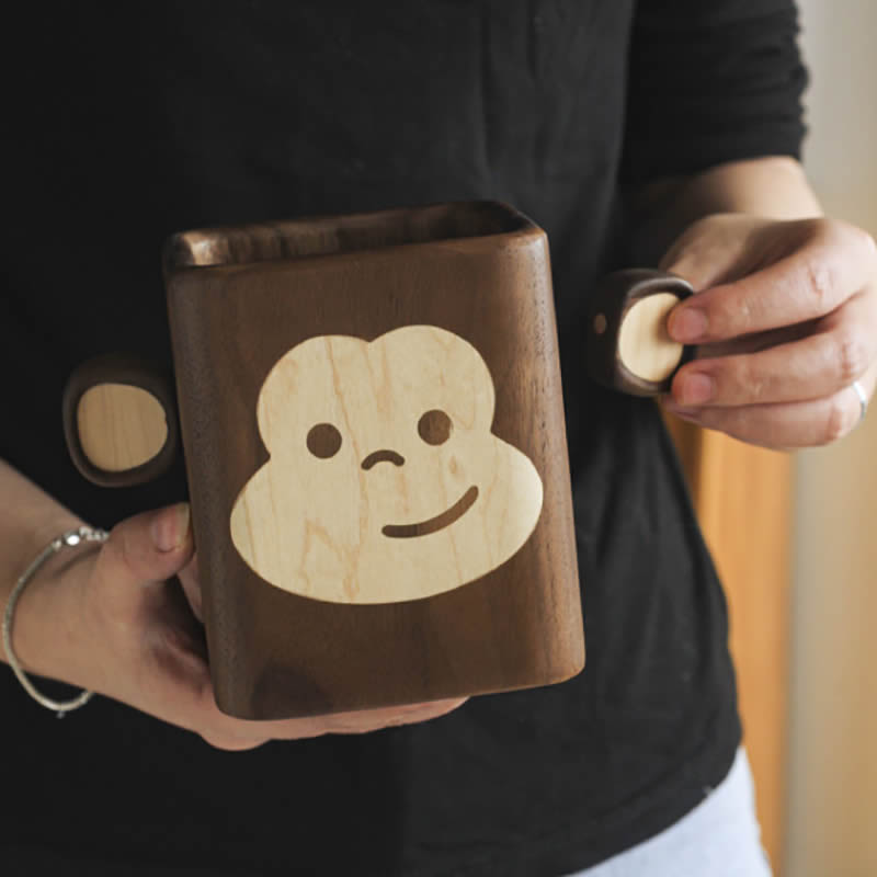 Monkey Pen Holder, Black Walnut Office Organizer Storage