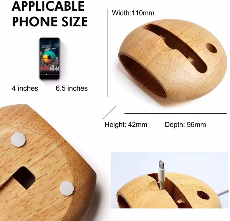 Natural Wood Phone Stand With Amplification Feature