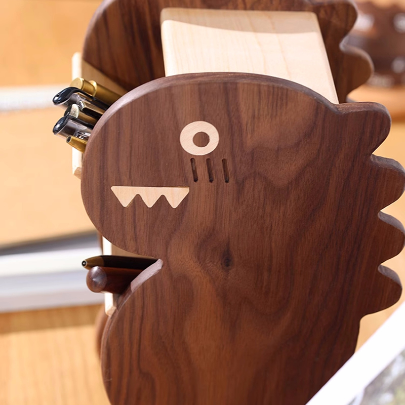 Office Small Dinosaur Wooden Pen Holder