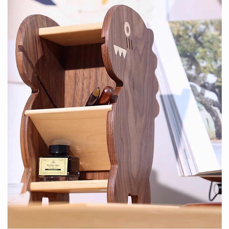 Office Small Dinosaur Wooden Pen Holder