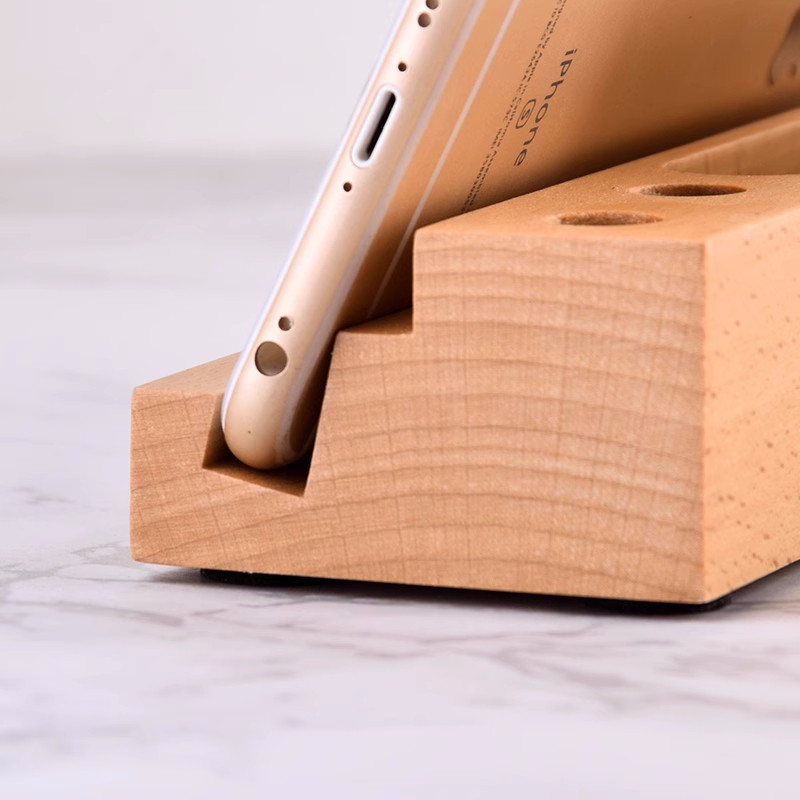 Office Wooden Pen Holder, Business Card Box, And Phone Stand