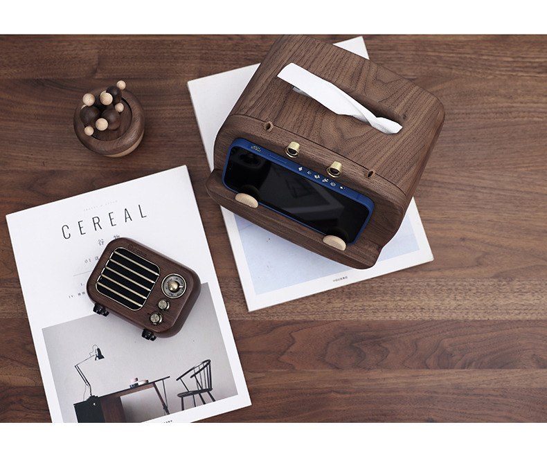 Playful Hippo Wooden Tissue Box With Phone Stand