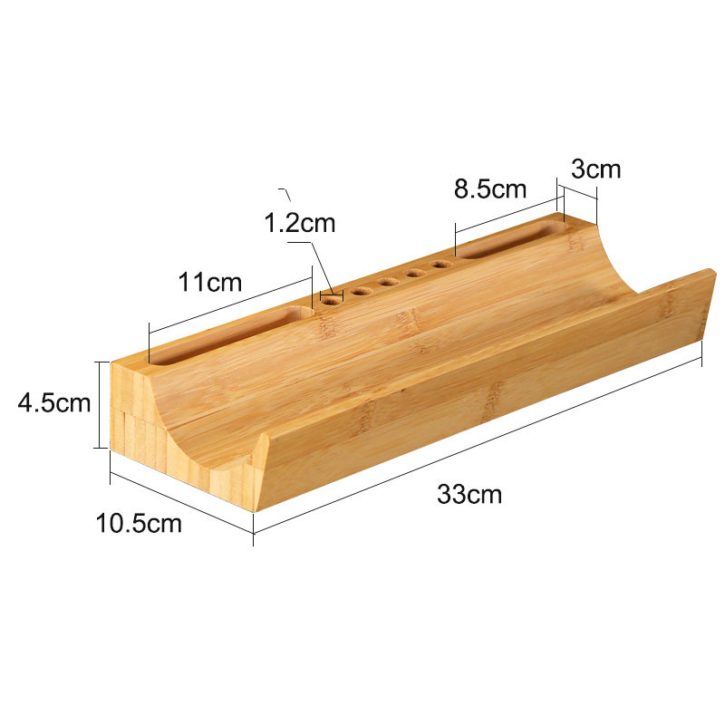 Simple Bamboo Wood Desktop Organizer - Pen Holder And Phone Stand