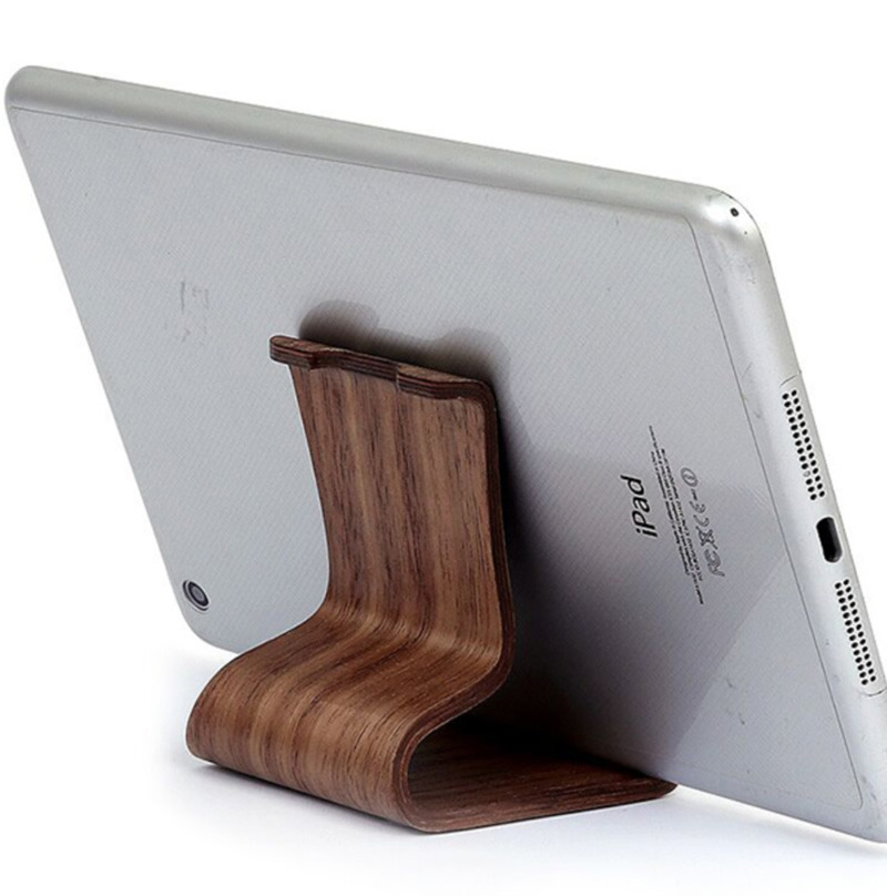 Simple S-Shaped Wooden Phone Stand,Desktop Ipad Stand