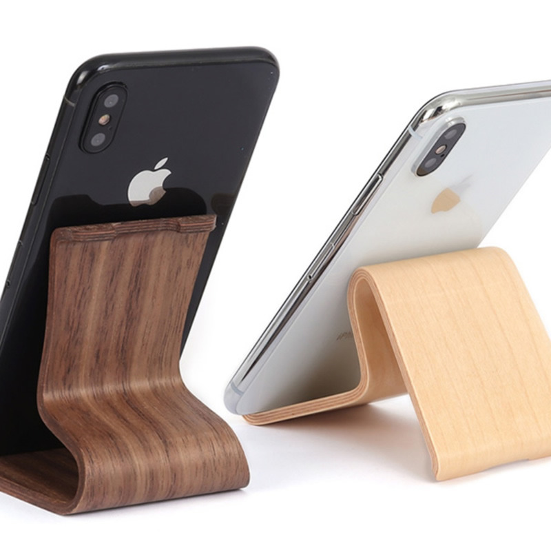 Simple S-Shaped Wooden Phone Stand,Desktop Ipad Stand