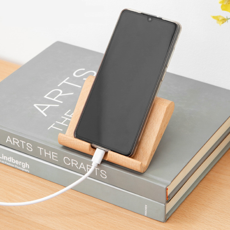 Simple Wooden Folding Mobile Phone Holder - Portable Convenience