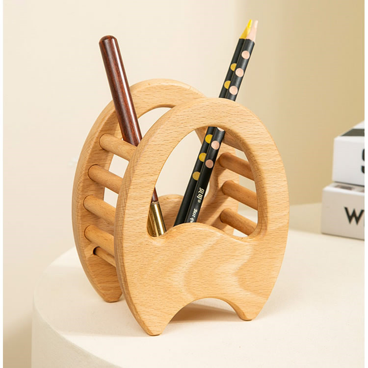 Simple Wooden Office And Study Desk Pen Holder