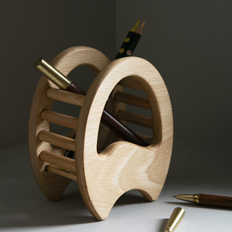 Simple Wooden Office And Study Desk Pen Holder