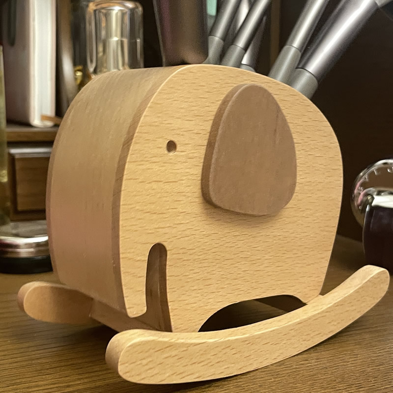 Swing Elephant Pen Holder,Wooden Cute Decorative Storage
