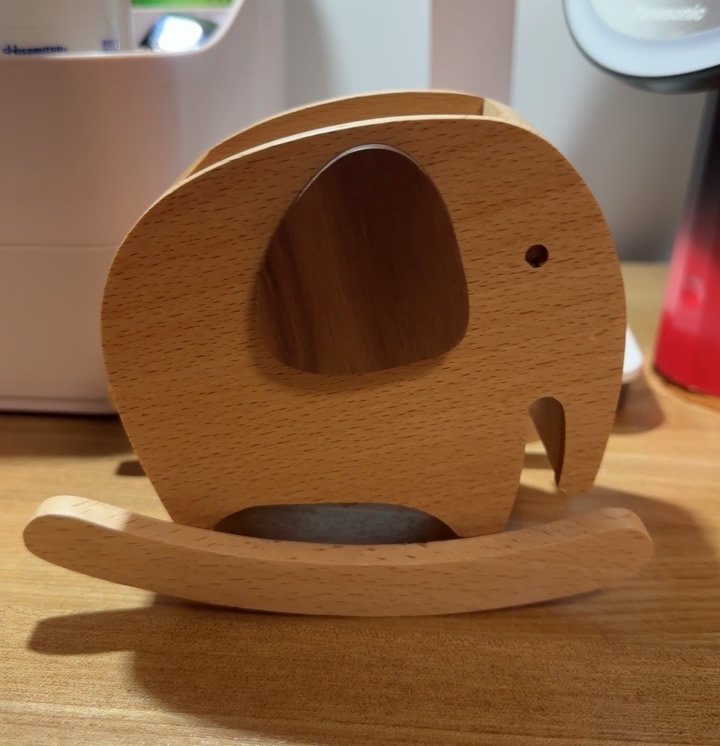 Swing Elephant Pen Holder,Wooden Cute Decorative Storage