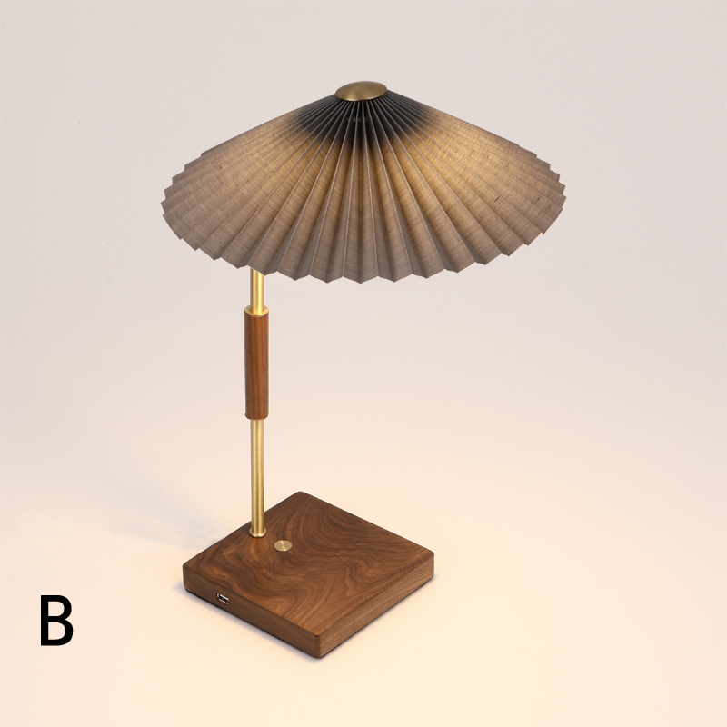 Umbrella Table Lamp - Black Walnut Wood - Creative Decor