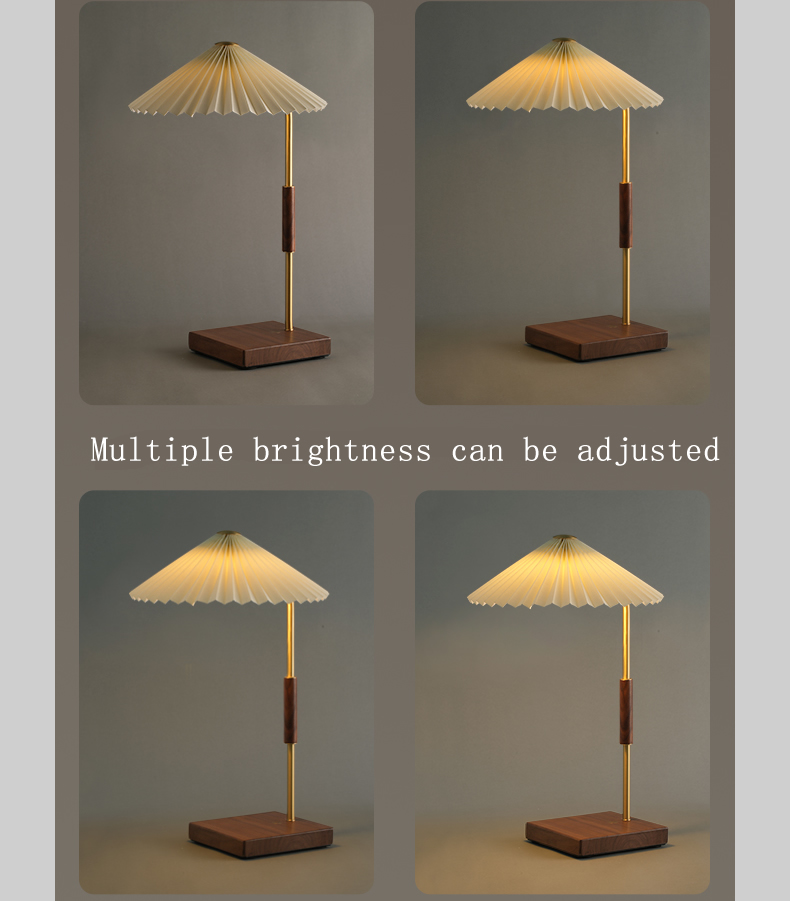 Umbrella Table Lamp - Black Walnut Wood - Creative Decor