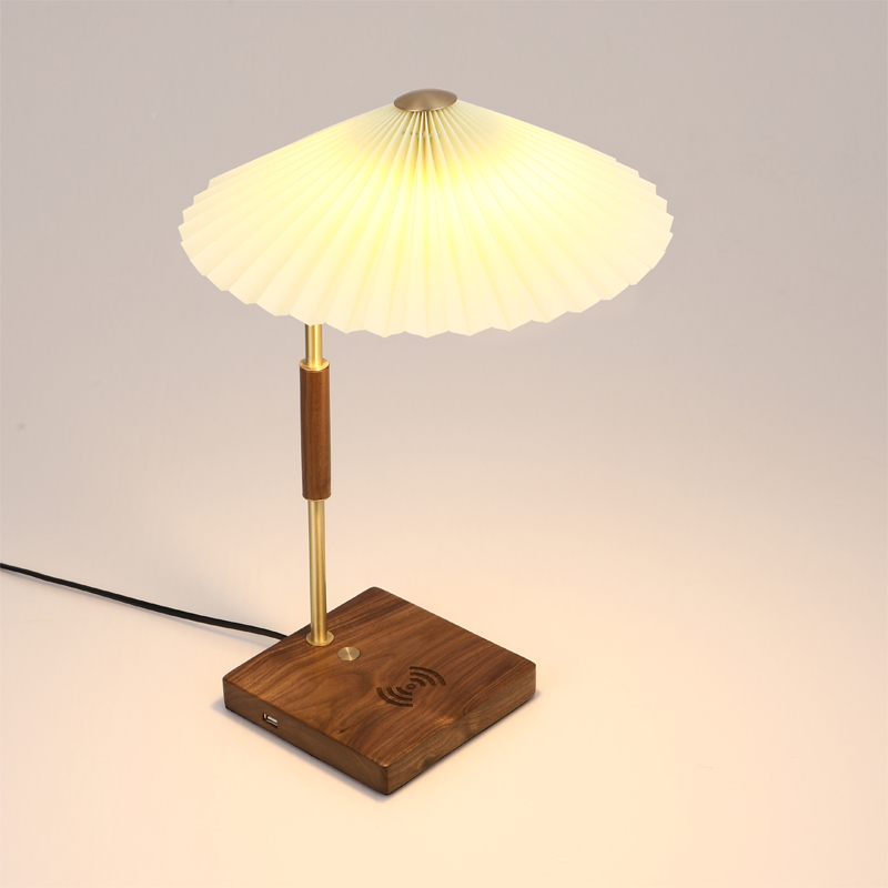 Umbrella Table Lamp - Black Walnut Wood - Creative Decor