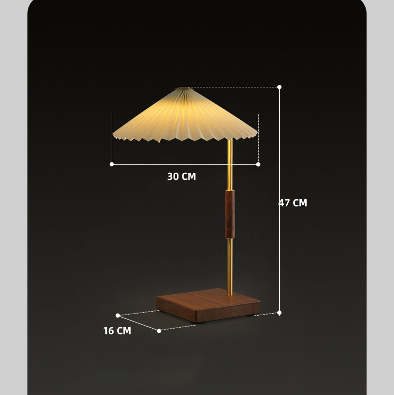 Umbrella Table Lamp - Black Walnut Wood - Creative Decor