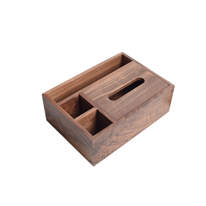 Vintage Black Walnut Storage Box, Wooden Tissue Holder