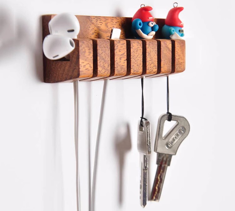 Wall Wooden Usb Cable Organizer Rack