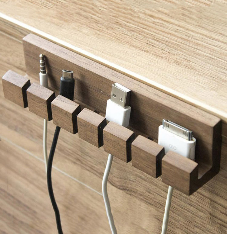 Wall Wooden Usb Cable Organizer Rack