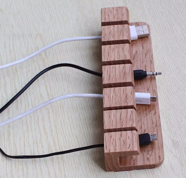 Wall Wooden Usb Cable Organizer Rack