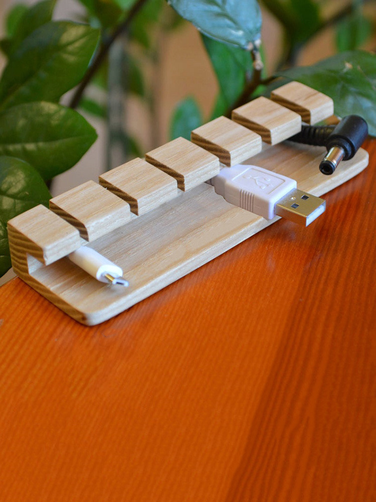 Wall Wooden Usb Cable Organizer Rack