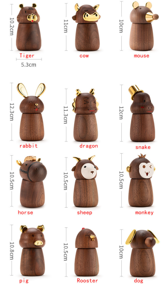 Whimsical Animal Black Walnut Toothpick Holder - Desktop Decoration