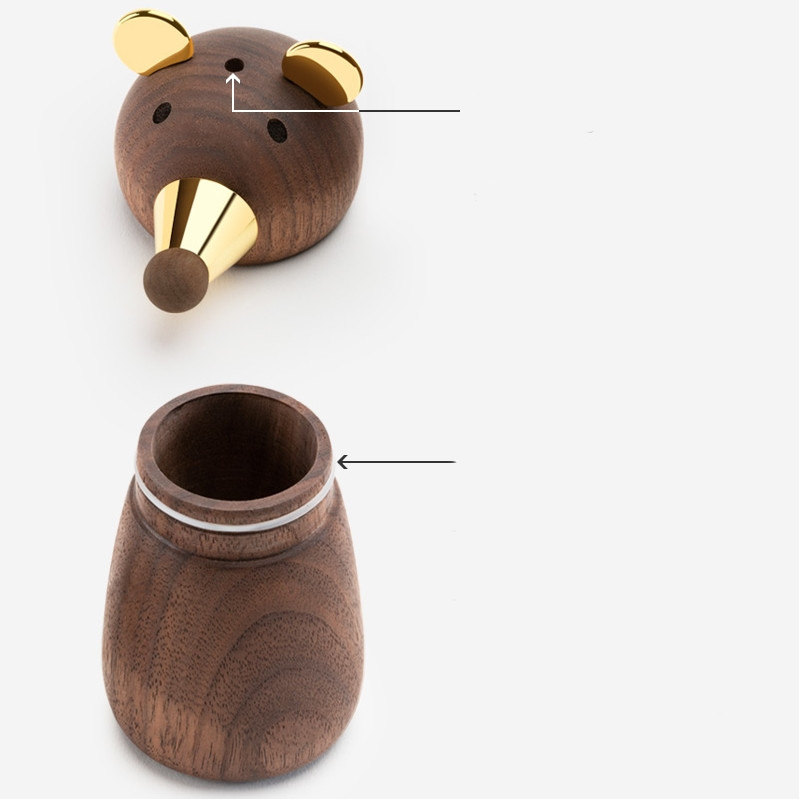 Whimsical Animal Black Walnut Toothpick Holder - Desktop Decoration