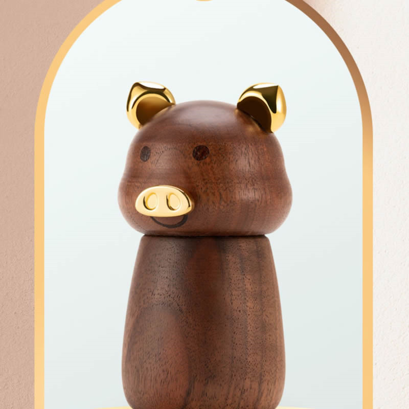 Whimsical Animal Black Walnut Toothpick Holder - Desktop Decoration