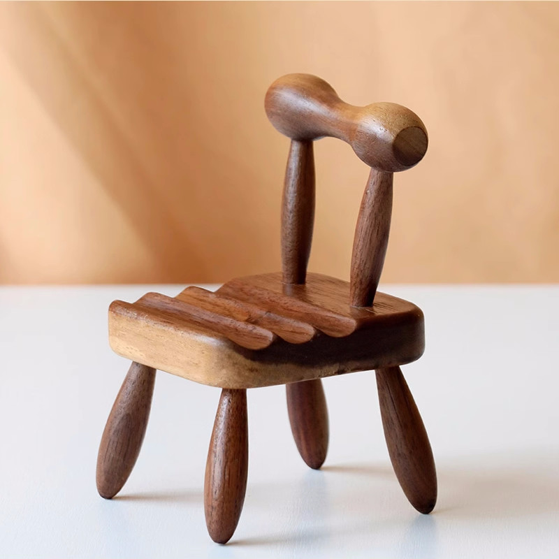Whimsical Mini Chair Phone Stand - Handcrafted Wood Artistry
