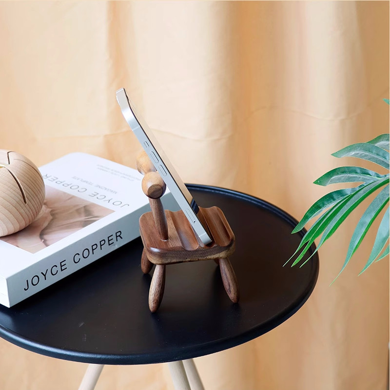 Whimsical Mini Chair Phone Stand - Handcrafted Wood Artistry