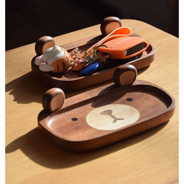 Wood Bear Storage Tray - Organize Glasses, Keys