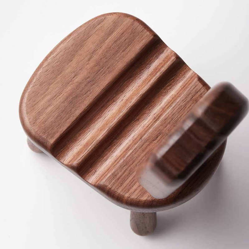 Wood Chair Phone Stand - Creative Black Walnut Wood Design