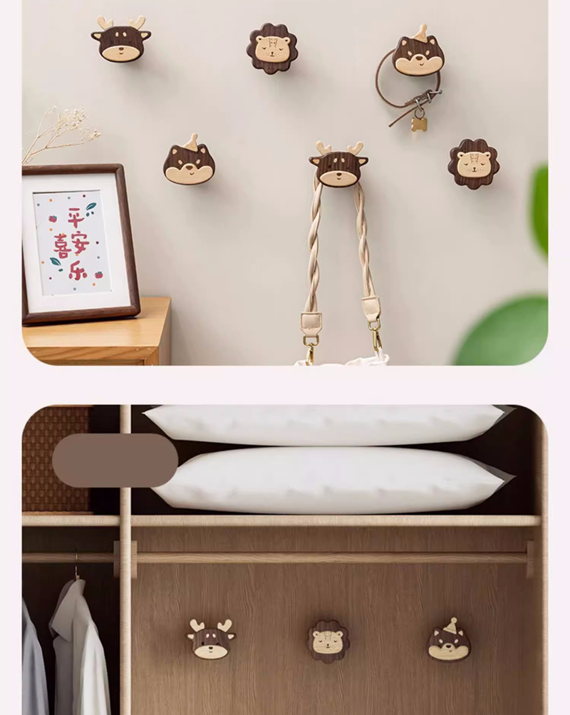 Wooden Animal Wall Decor Hooks