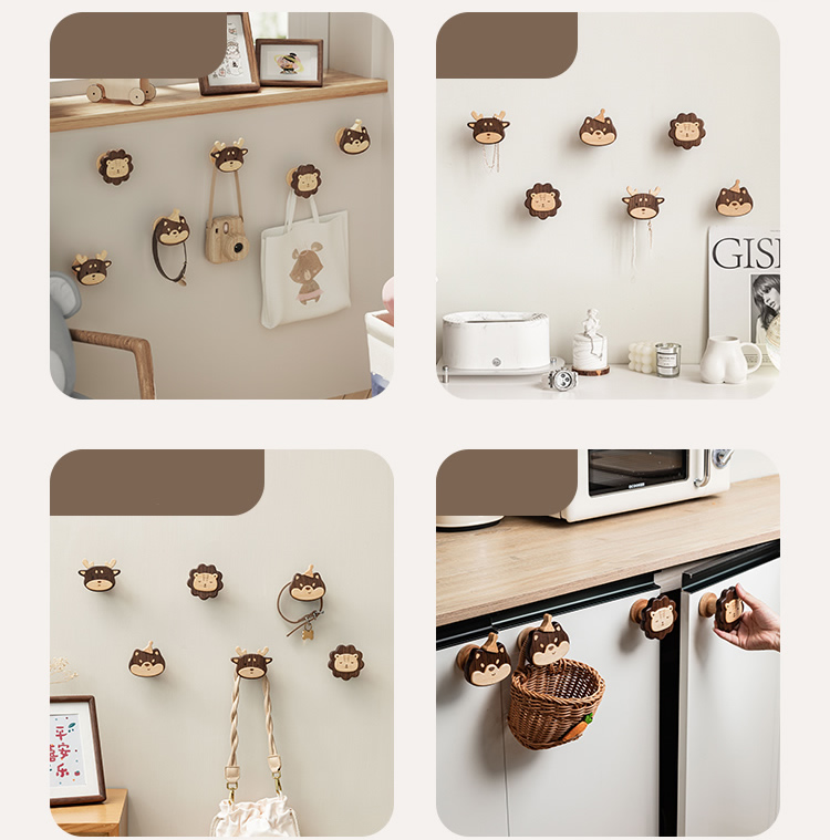 Wooden Animal Wall Decor Hooks
