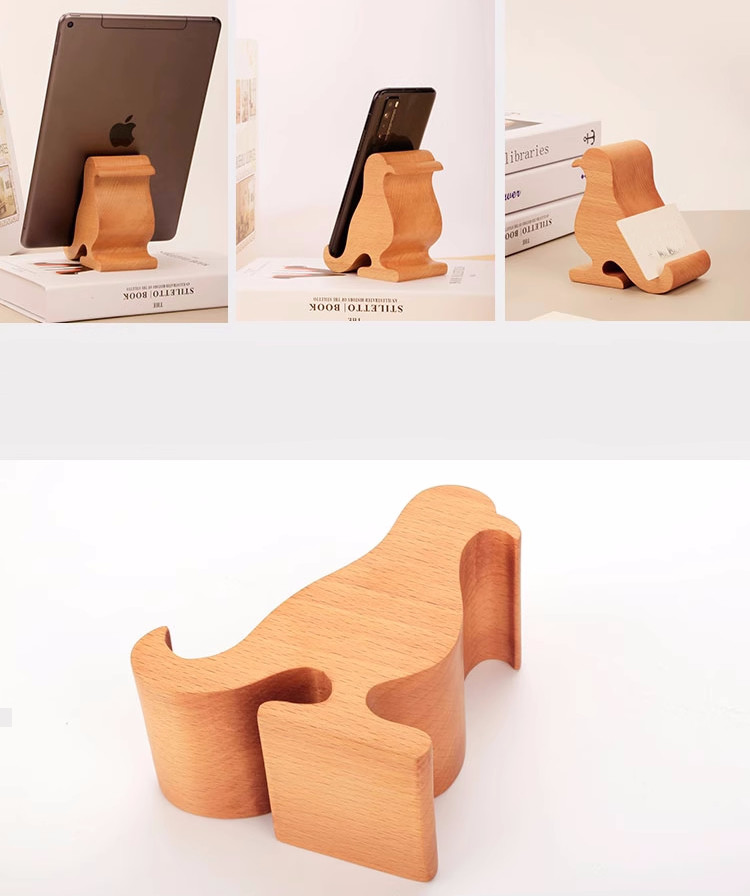 Wooden Bird Phone Stand - Office Business Card Holder