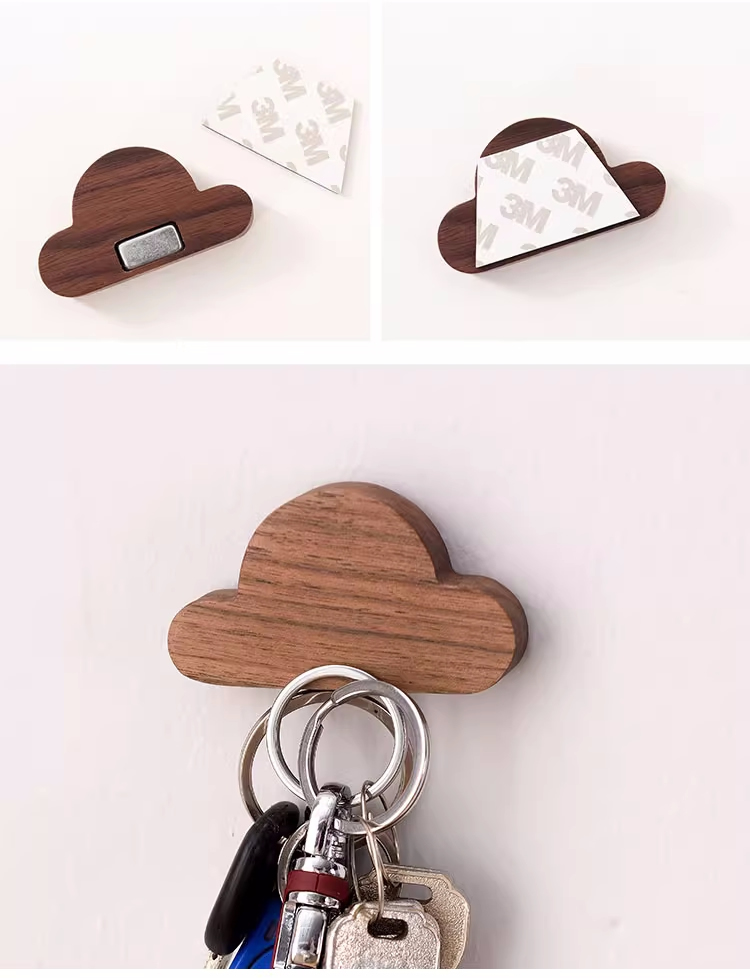 Wooden Cloud-Shaped Fridge Magnet