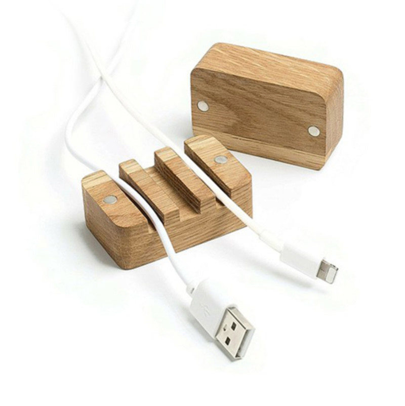 Wooden Data Cable Holder - Keep Your Desk Tidy