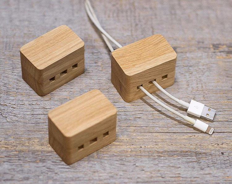 Wooden Data Cable Holder - Keep Your Desk Tidy