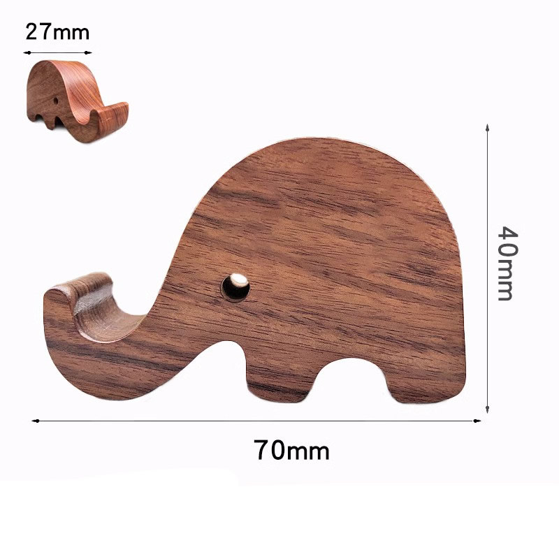 Wooden Elephant Phone Stand - Creative Solid Wood Design
