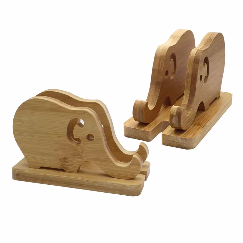 Wooden Elephant Stitching Phone Stand - Portable And Convenient