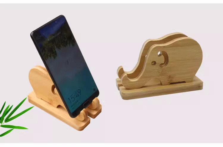 Wooden Elephant Stitching Phone Stand - Portable And Convenient