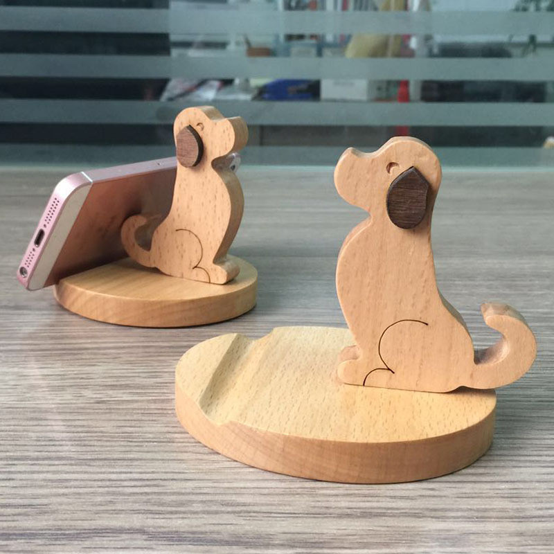Wooden Golden Retriever Dog Phone Stand