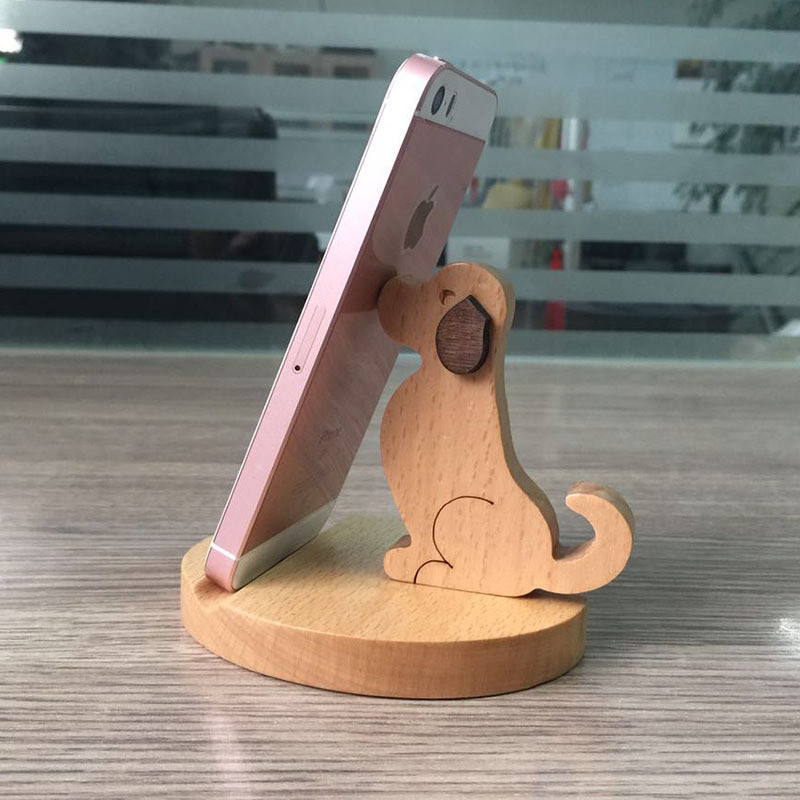 Wooden Golden Retriever Dog Phone Stand