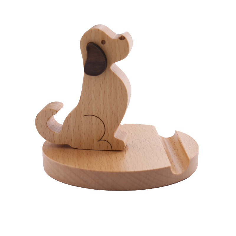 Wooden Golden Retriever Dog Phone Stand