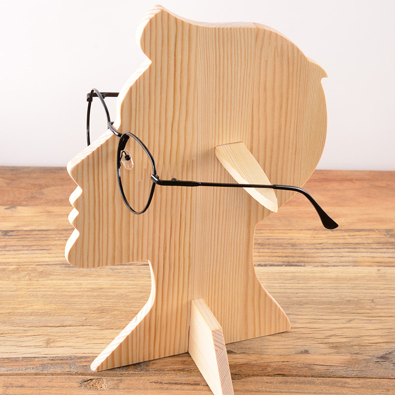 Wooden Human-Shaped Glasses Frame - Desktop Eyewear Display