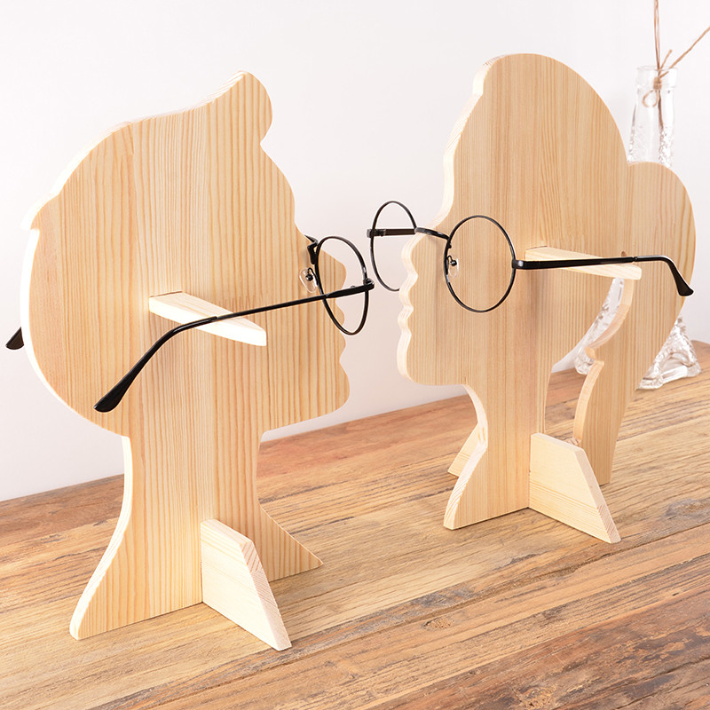 Wooden Human-Shaped Glasses Frame - Desktop Eyewear Display