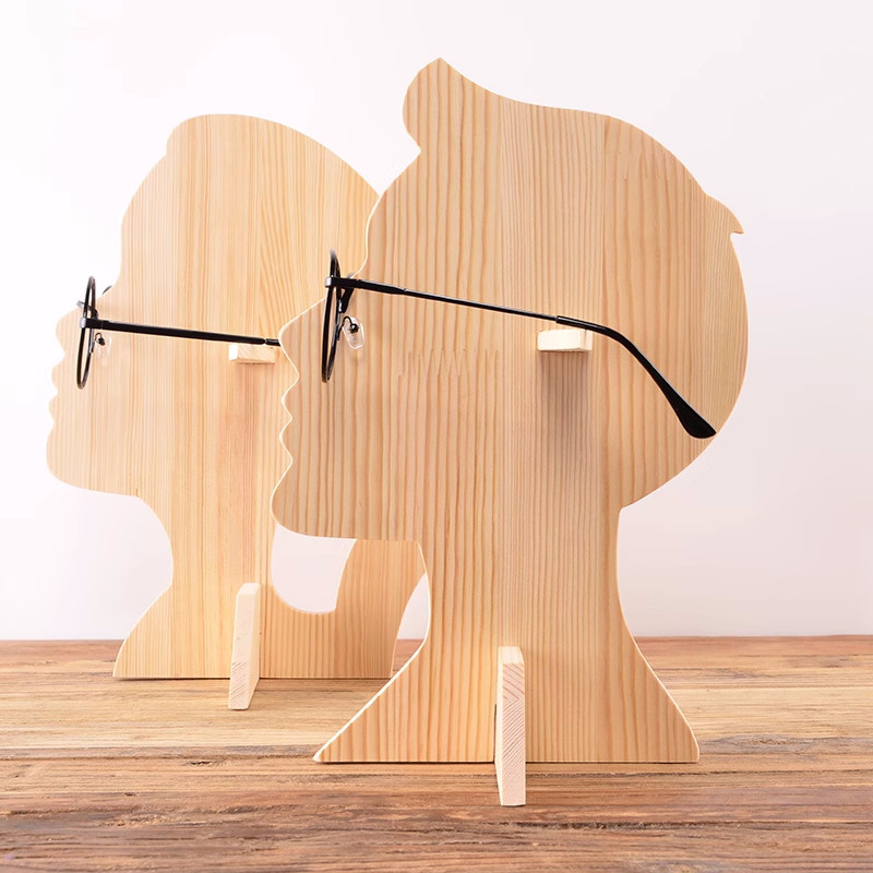 Wooden Human-Shaped Glasses Frame - Desktop Eyewear Display