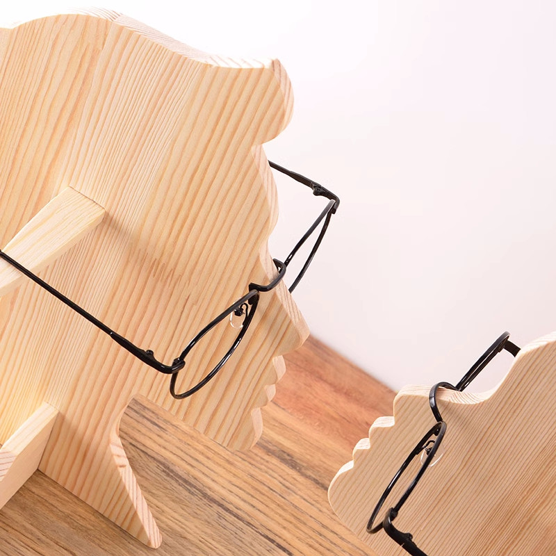 Wooden Human-Shaped Glasses Frame - Desktop Eyewear Display